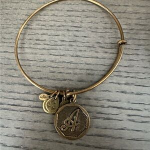 Alex and Ani Gold Charm Bracelet with Initial 'A'